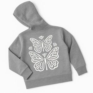 Cat & Jack Gray Butterfly zip up Sweatshirt Hoodie